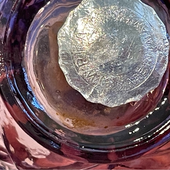 Vintage I. W. Rice & Co. Set 2 Perfume Bottle Hobnail Milk & Purple Glass Japan - Picture 14 of 15